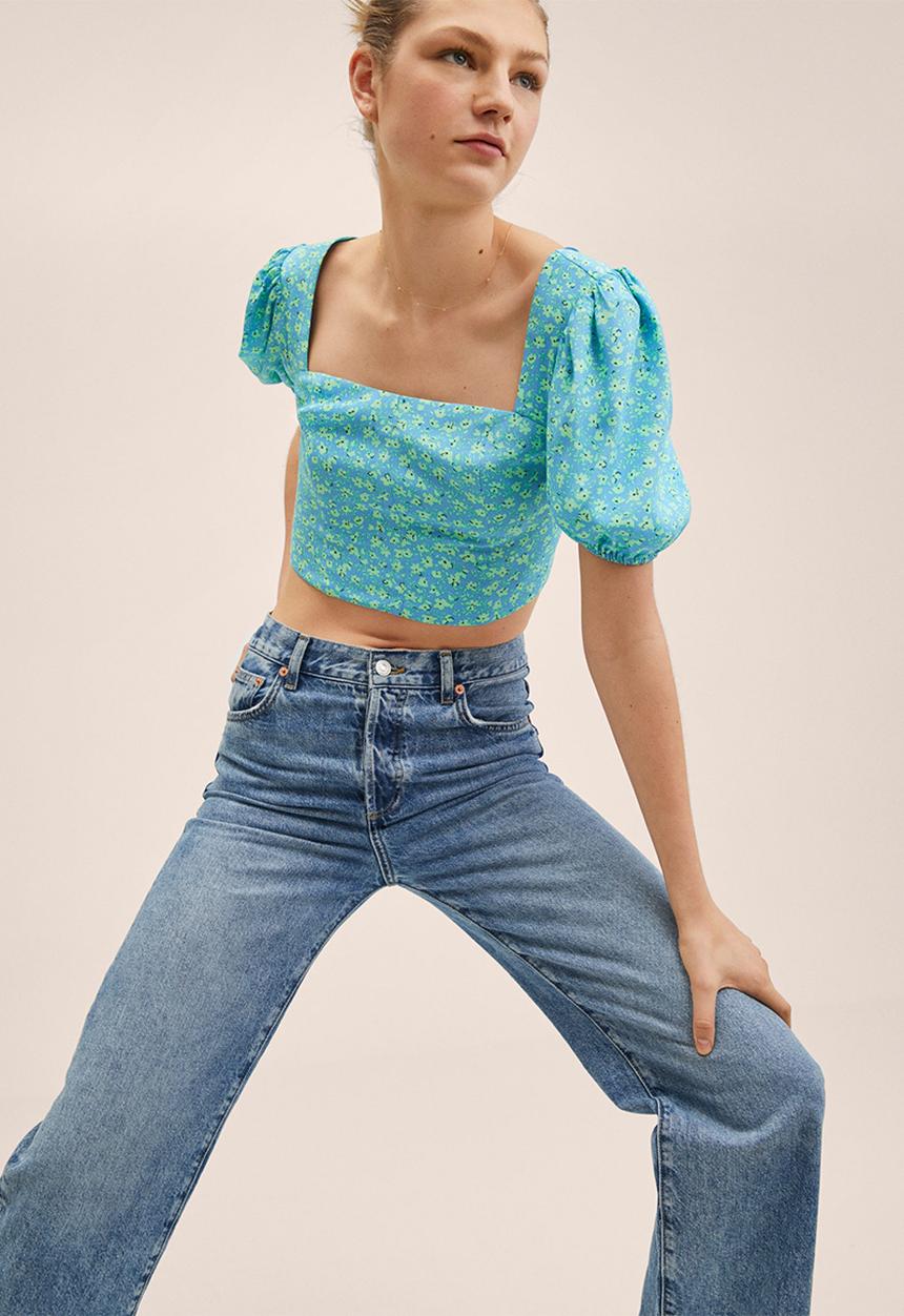 MANGO - Blouse daisy - medium blue