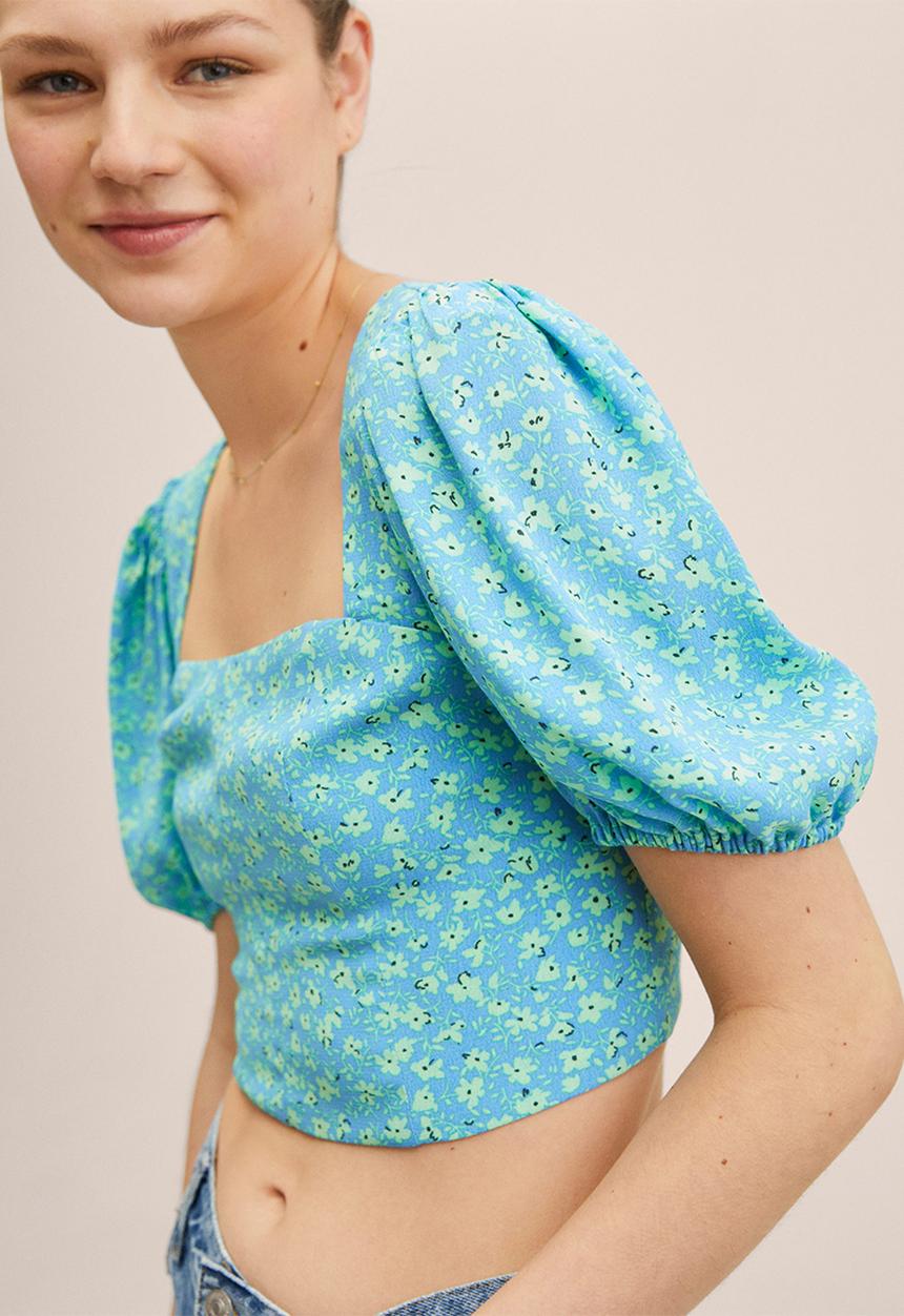 MANGO - Blouse daisy - medium blue