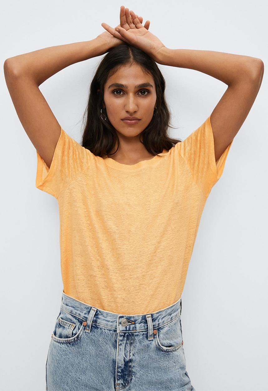 MANGO - T-shirt lisino - light pastel orange