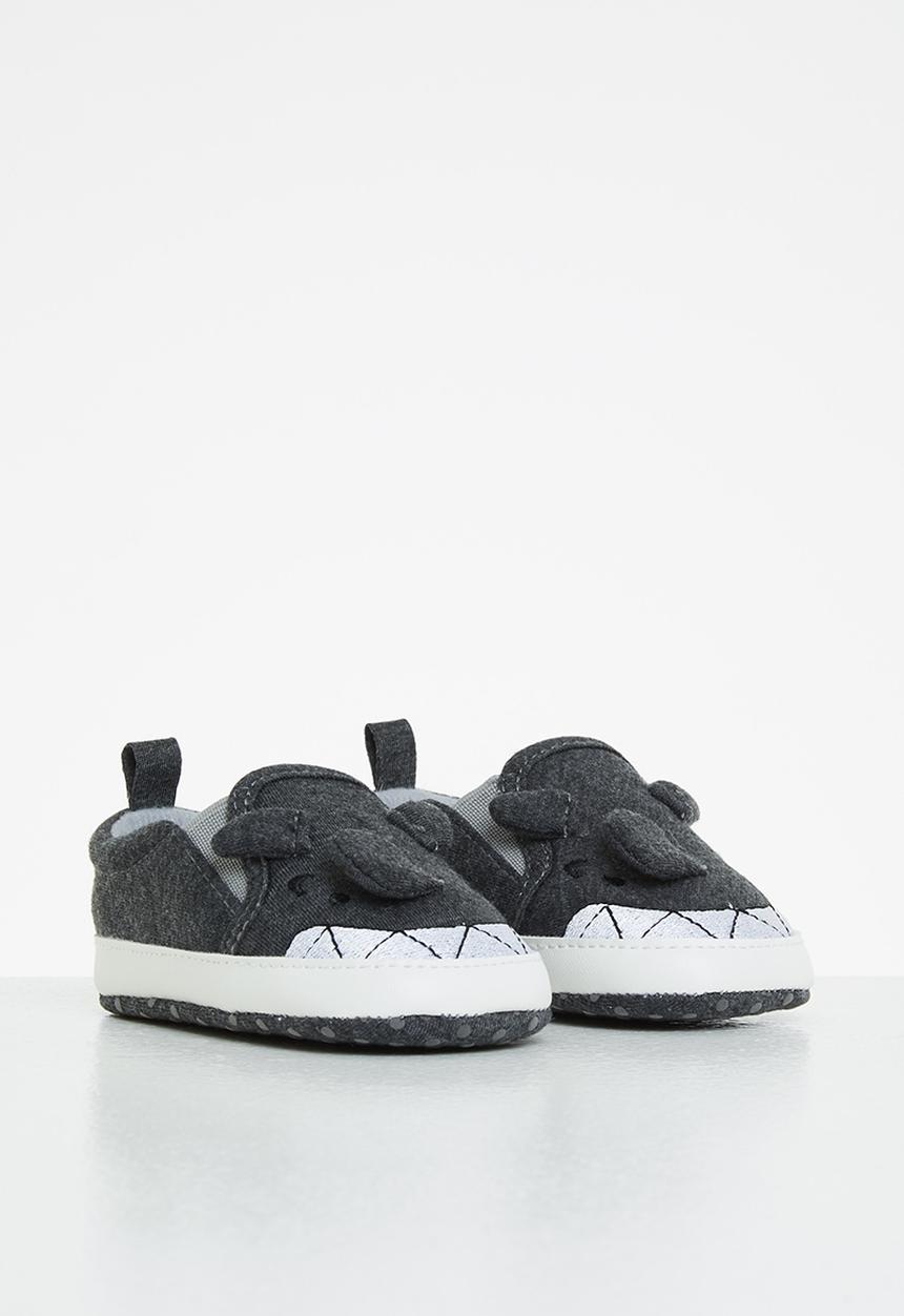Pop Candy - Boys slip-on - charcoal & white