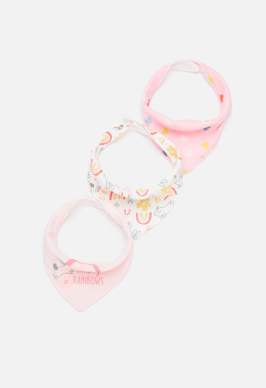 Pop Candy - Rainbow 3 pack bibs - pink & white 