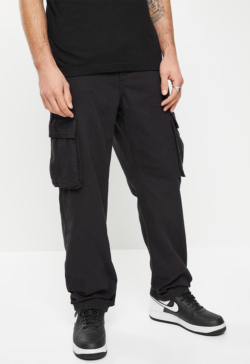Factorie - Straight cargo pant - black