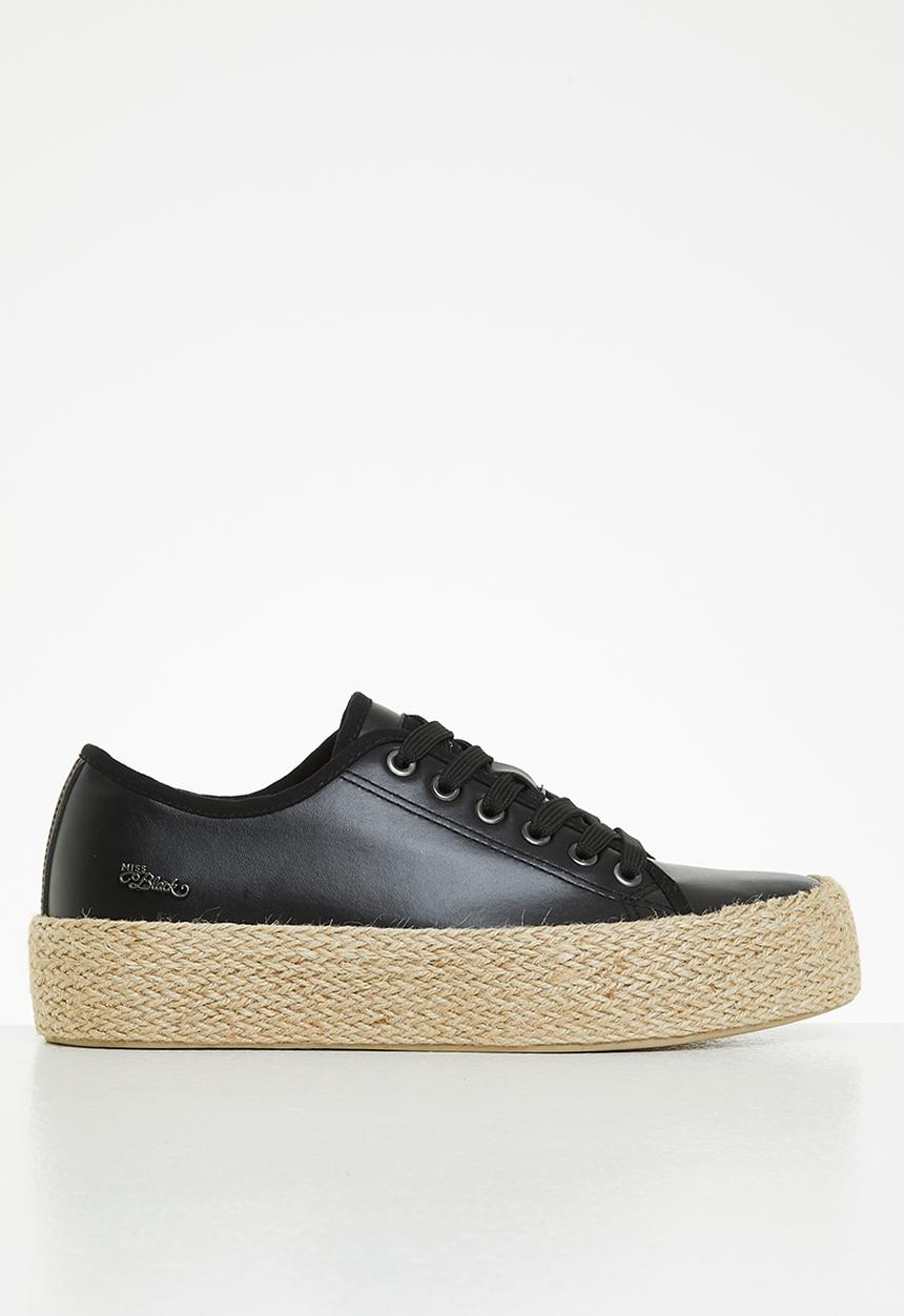 Miss Black - Quebec6 flatform espadrille sneaker - black