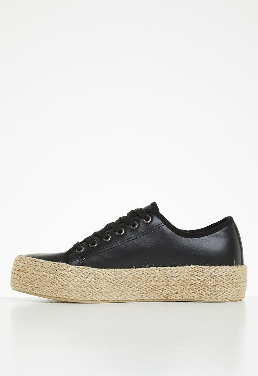 Miss Black - Quebec6 flatform espadrille sneaker - black