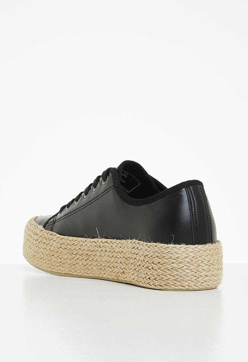 Miss Black - Quebec6 flatform espadrille sneaker - black