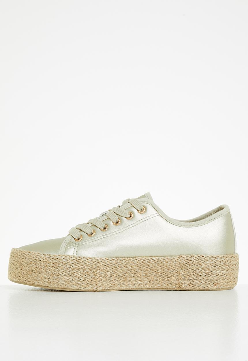 Miss Black - Quebec6 flatform espadrille sneaker - gold