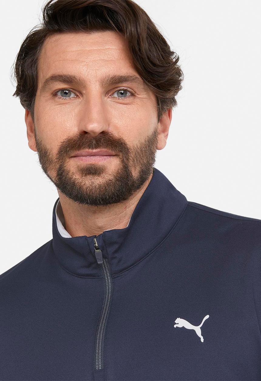 PUMA - Gamer Colourblock Quarter-Zip  Golf  - navy blazer & bright white