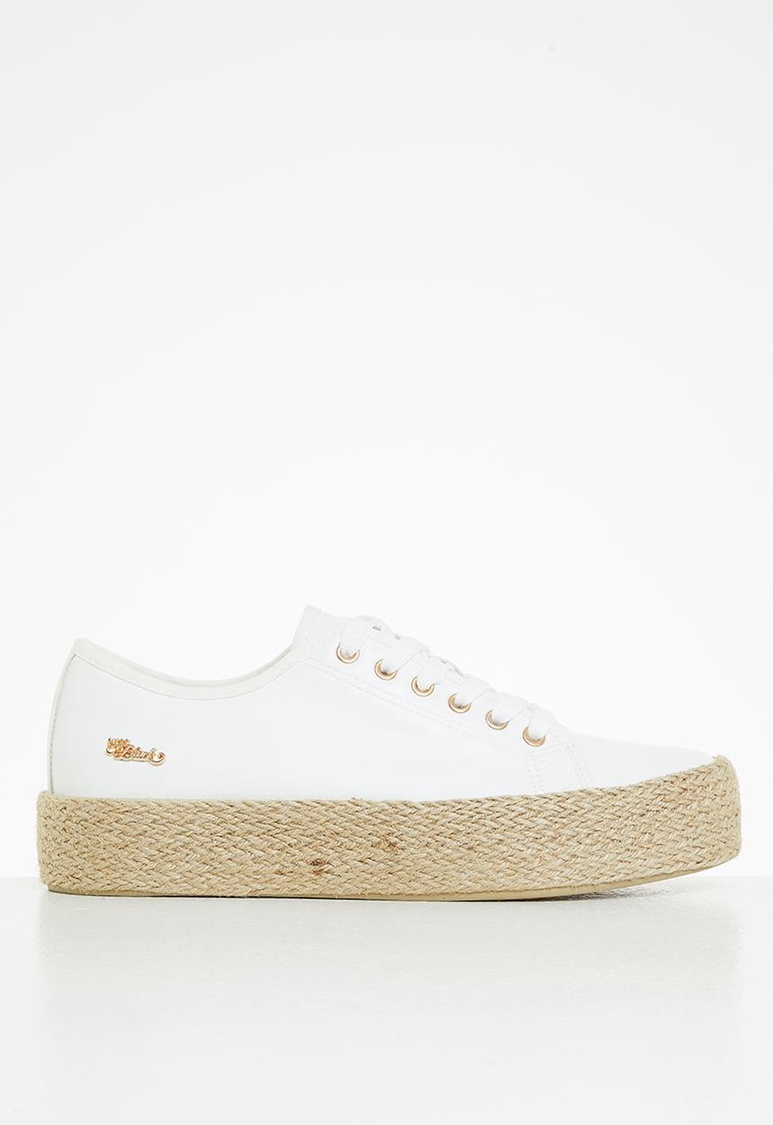Miss Black - Quebec6 flatform espadrille sneaker - white