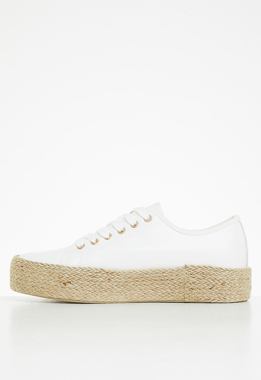 Miss Black - Quebec6 flatform espadrille sneaker - white