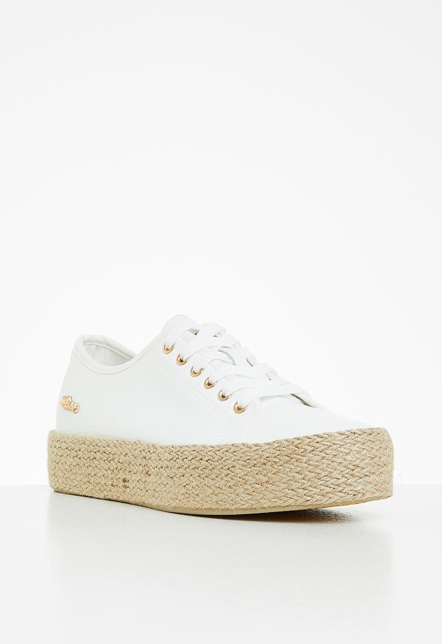 Miss Black - Quebec6 flatform espadrille sneaker - white