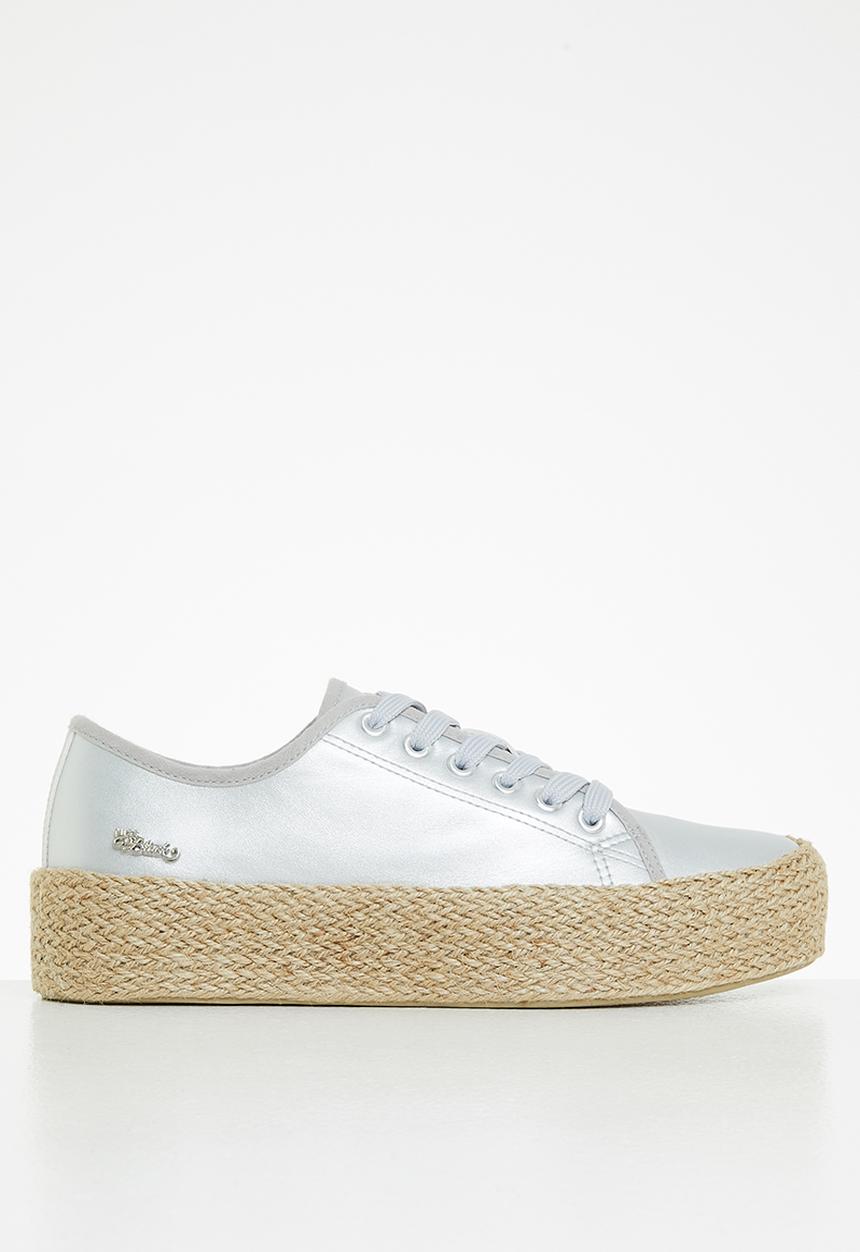 Miss Black - Quebec6 flatform espadrille sneaker - silver