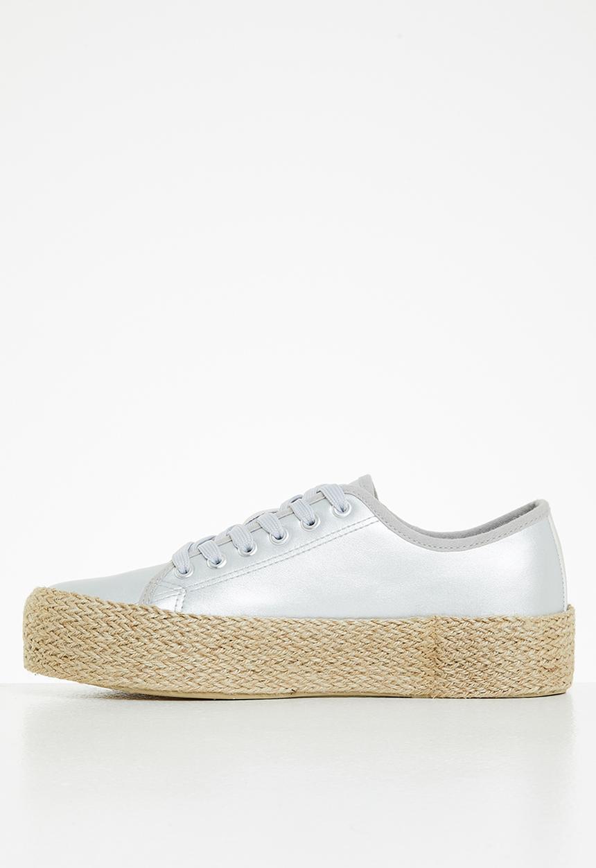 Miss Black - Quebec6 flatform espadrille sneaker - silver