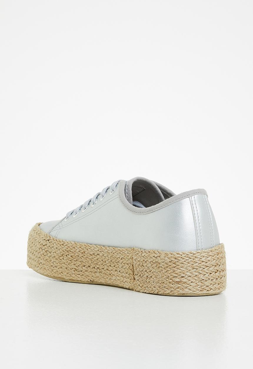 Miss Black - Quebec6 flatform espadrille sneaker - silver