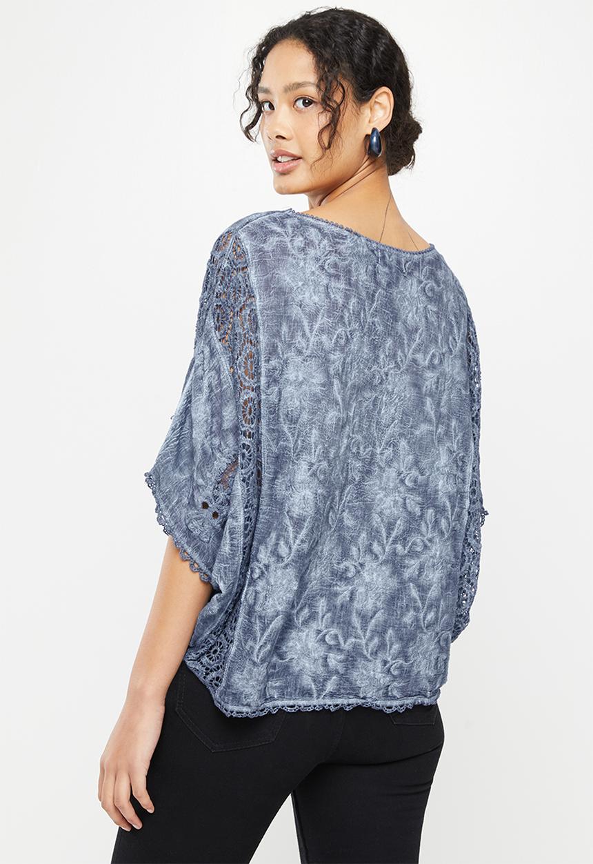 Stella Morgan - Lace embroidered blouse - navy