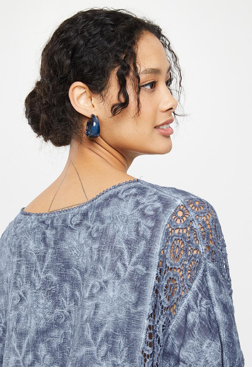 Stella Morgan - Lace embroidered blouse - navy