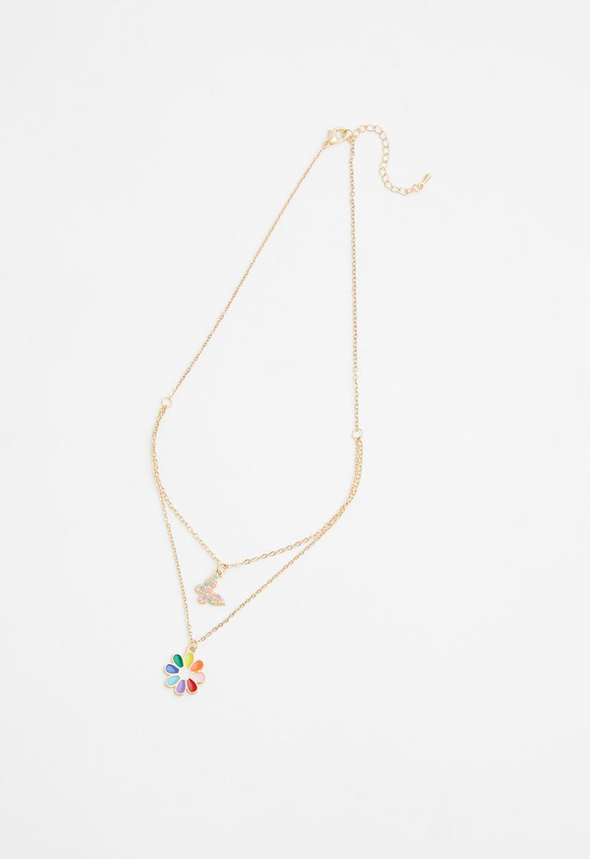 Rebel Republic - Girls tiered flower necklace - gold 