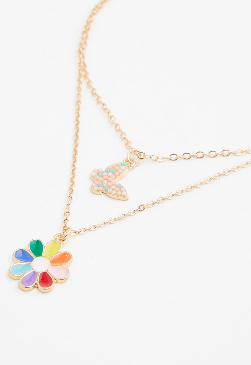 Rebel Republic - Girls tiered flower necklace - gold 