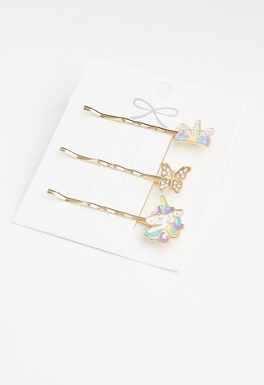 Pop Candy - Girls 3 pack pins - gold 