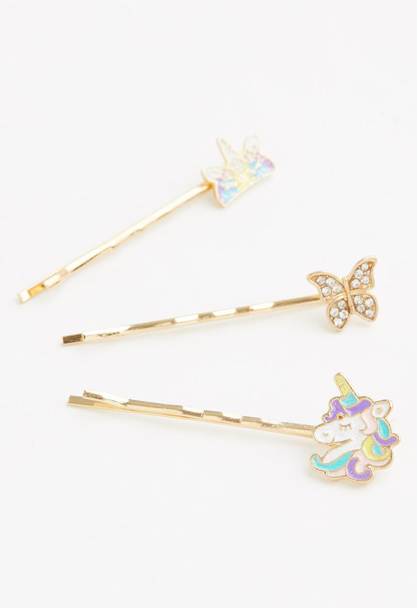 Pop Candy - Girls 3 pack pins - gold 