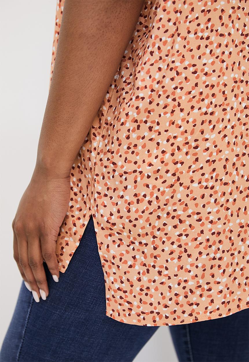 edit Plus - V-neck hi-low shell - beige