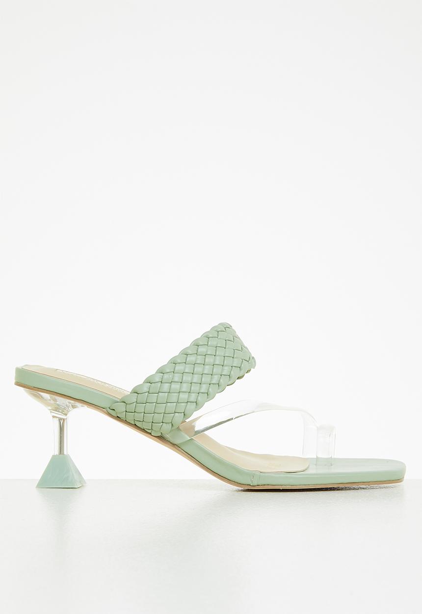 Seduction - Braided barely there stiletto heel mule - sage