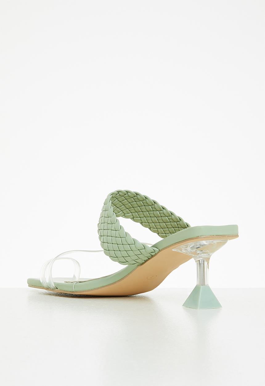 Seduction - Braided barely there stiletto heel mule - sage