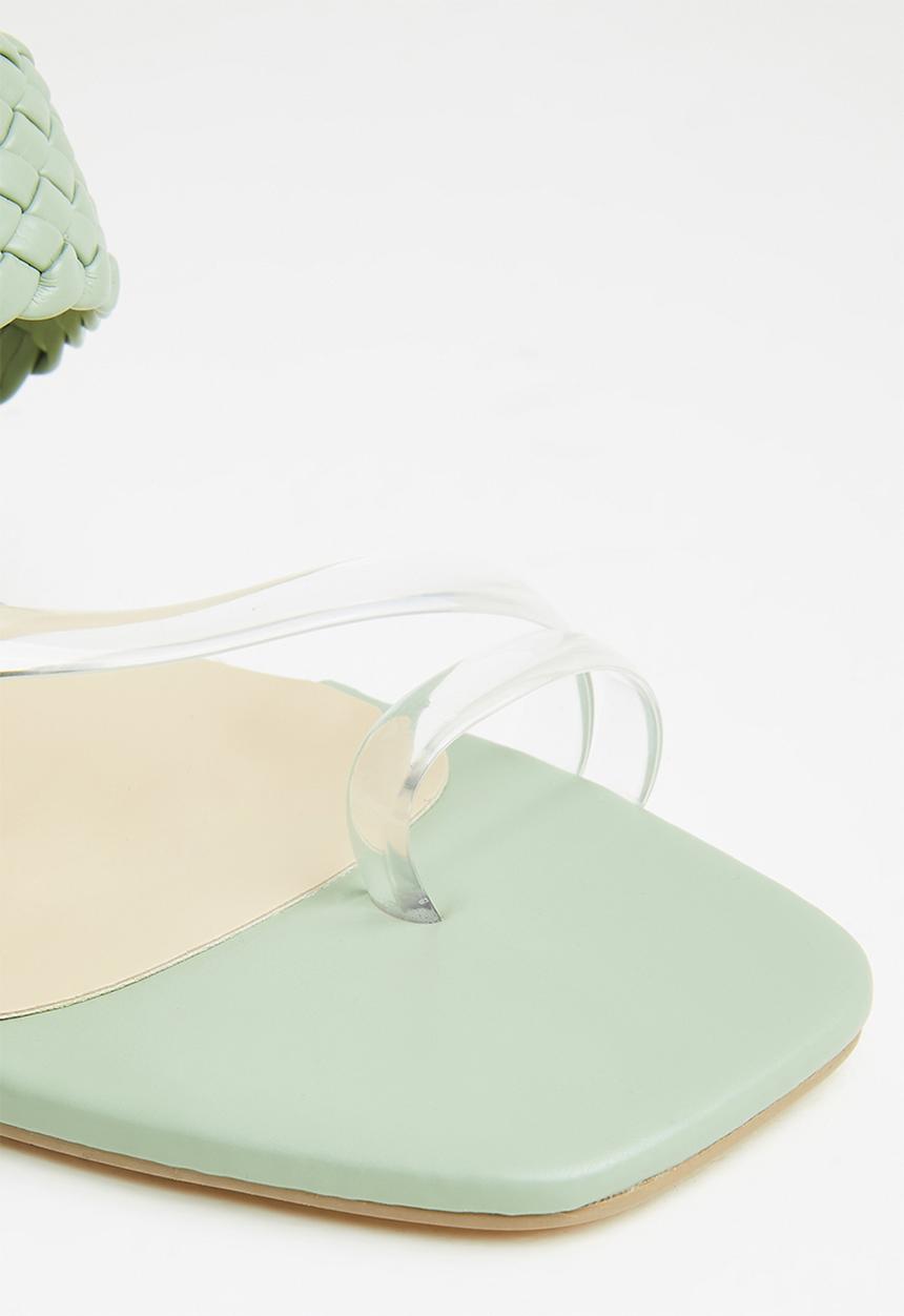 Seduction - Braided barely there stiletto heel mule - sage
