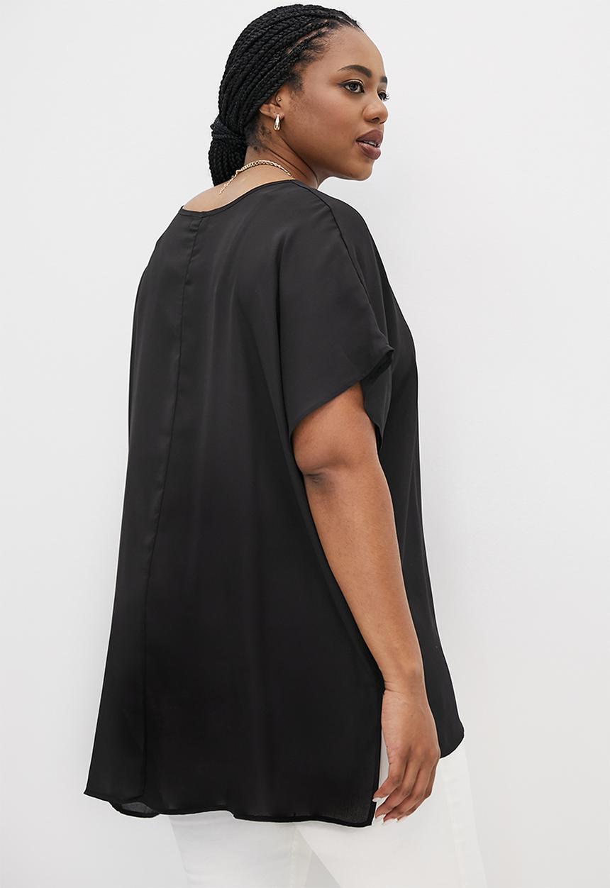 edit Plus - V-neck hi-low shell - black