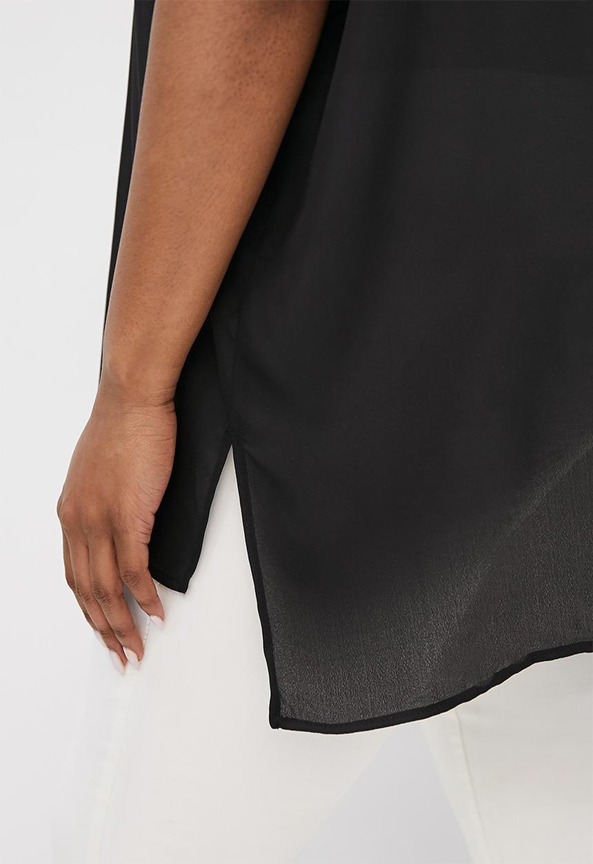 edit Plus - V-neck hi-low shell - black