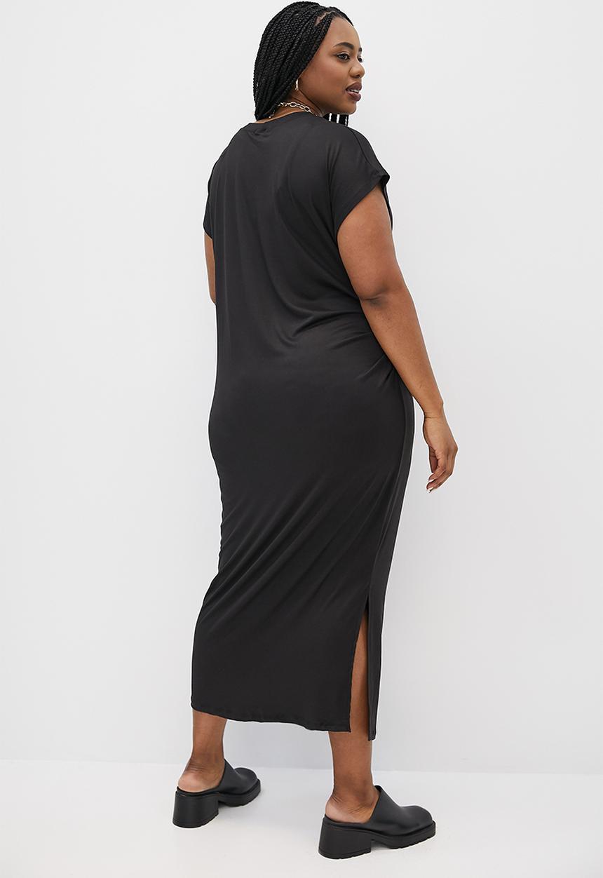 Superbalist - Side pleat column tee dress - black