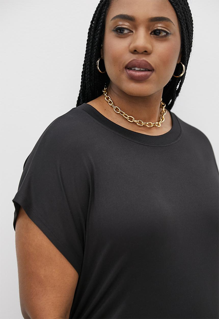 Superbalist - Side pleat column tee dress - black