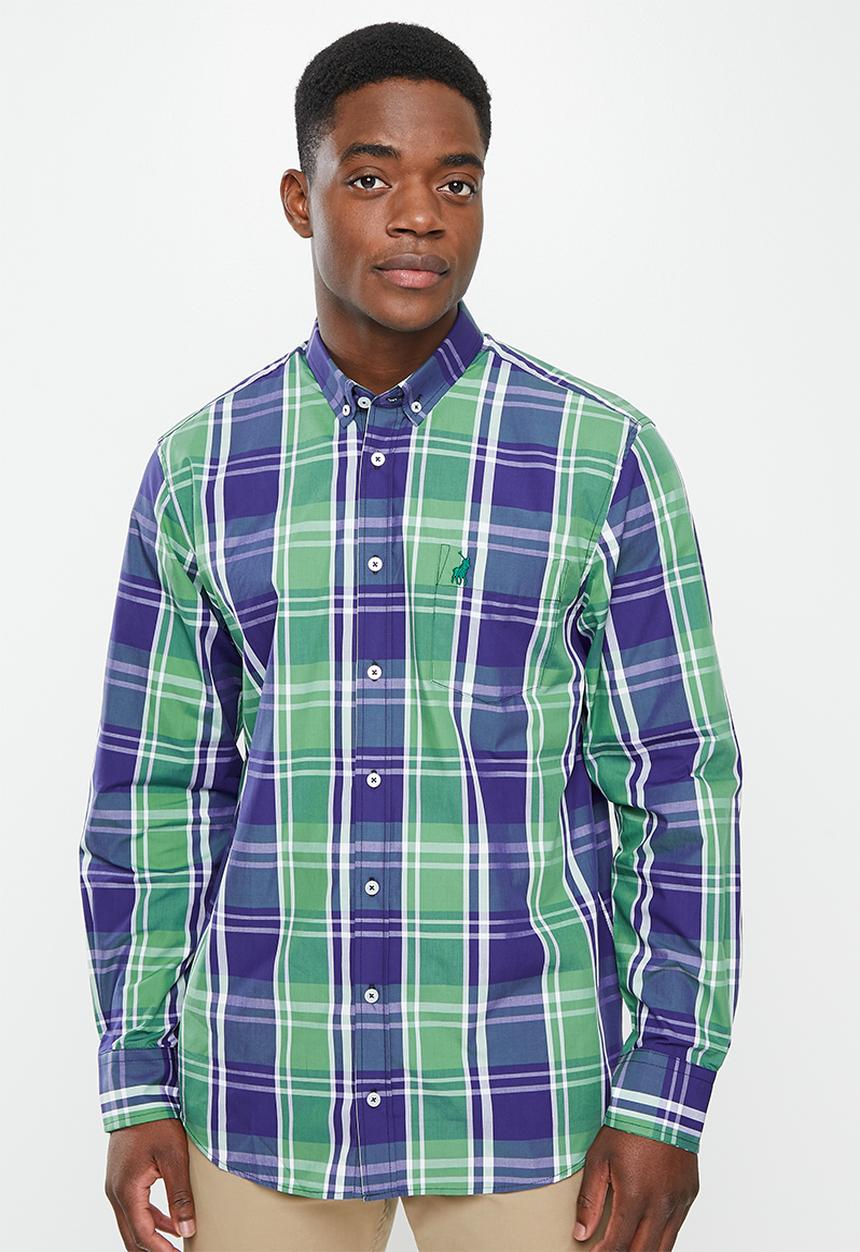 POLO - Men check wk - blue