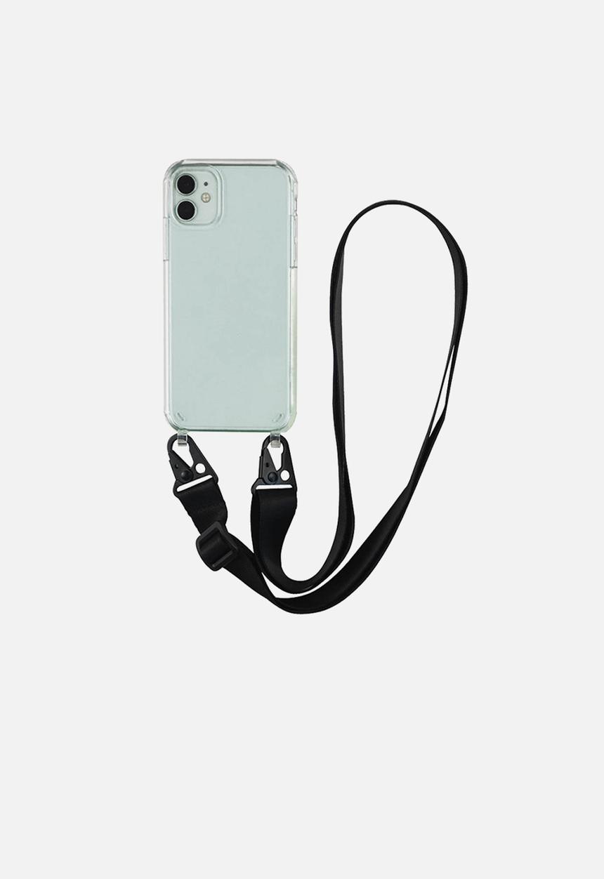 Crossbody strap case - clear & black