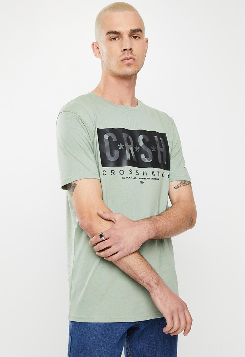 Crosshatch - Meshmore ch crsh raised rubber print tee - sage