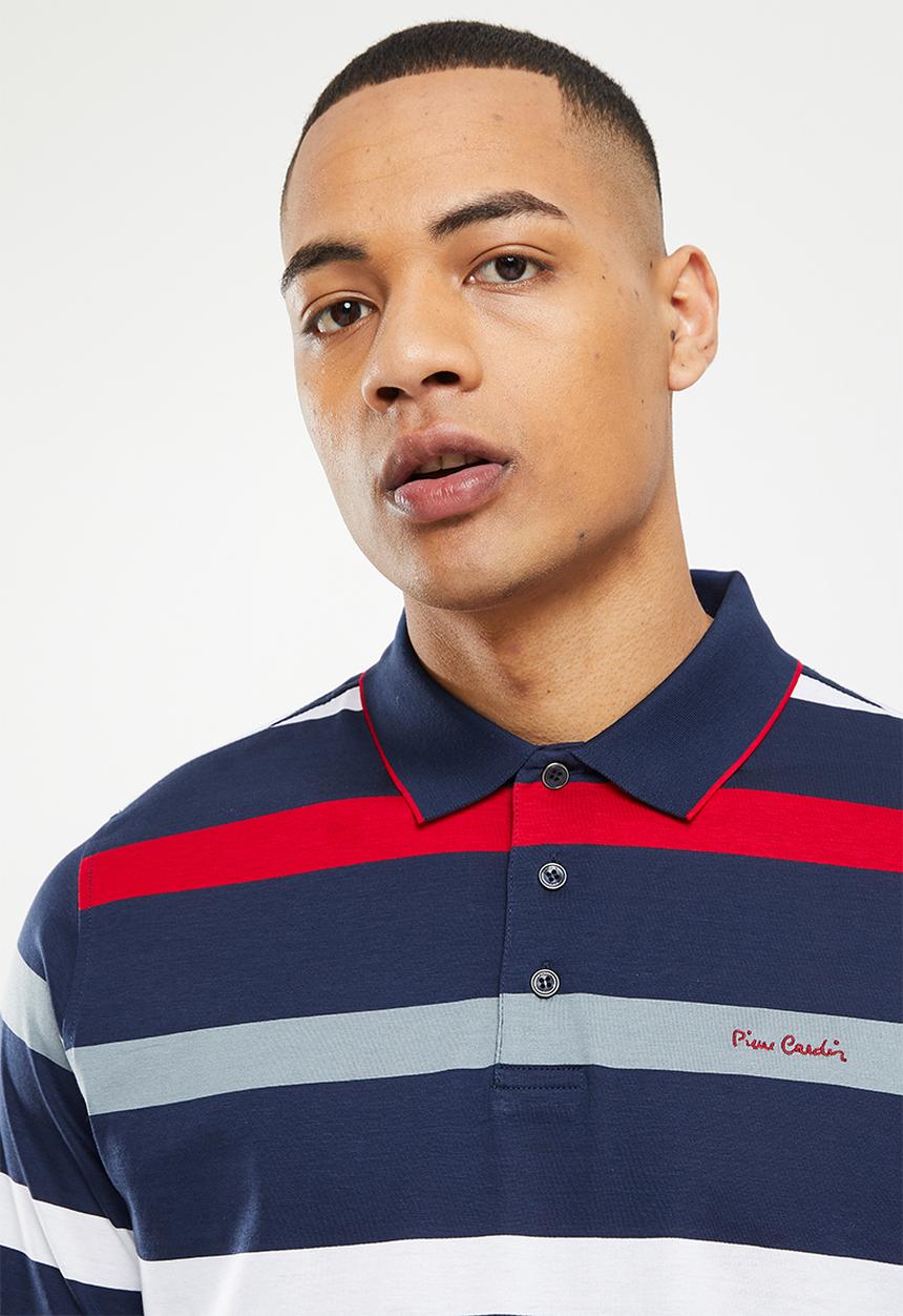 Pierre Cardin - Merc 302 Striped mercerized golfer - navy