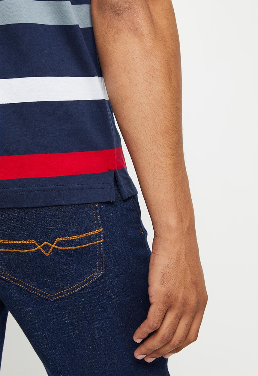 Pierre Cardin - Merc 302 Striped mercerized golfer - navy
