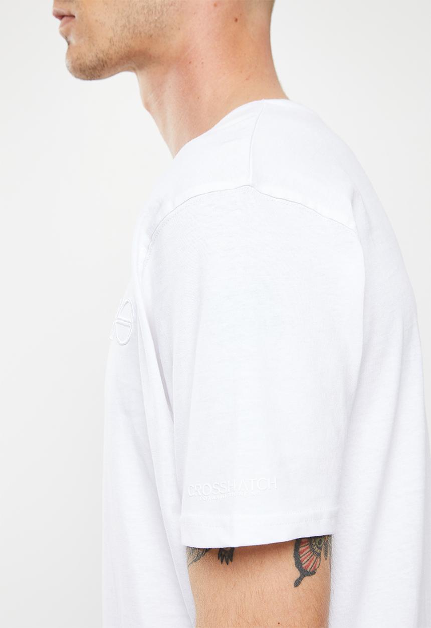 Crosshatch - Graymon white mens self col emboidered ch logo - white