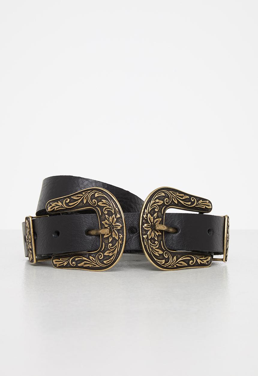 Superbalist - Western double buckle belt - black