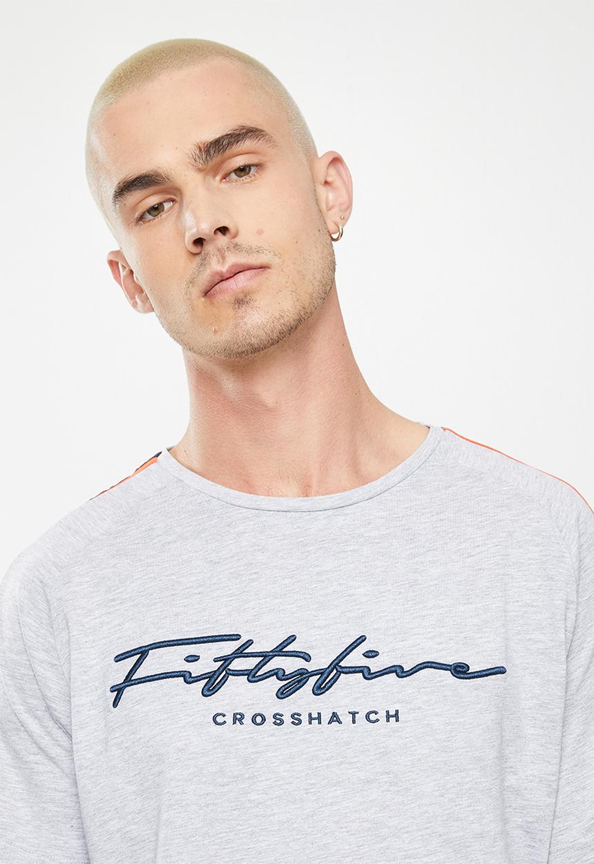 Crosshatch - Trullster ch raglan crew neck - grey 