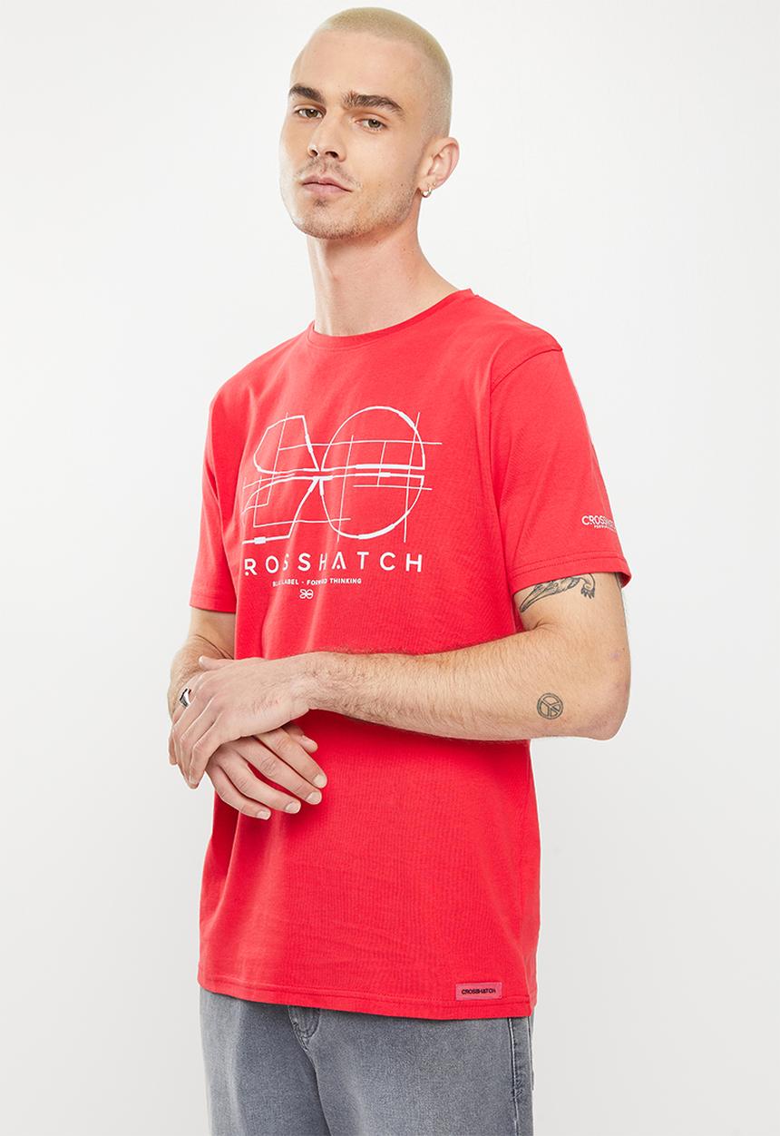 Crosshatch - Fellamere ch reflective symbol print crew tee - red