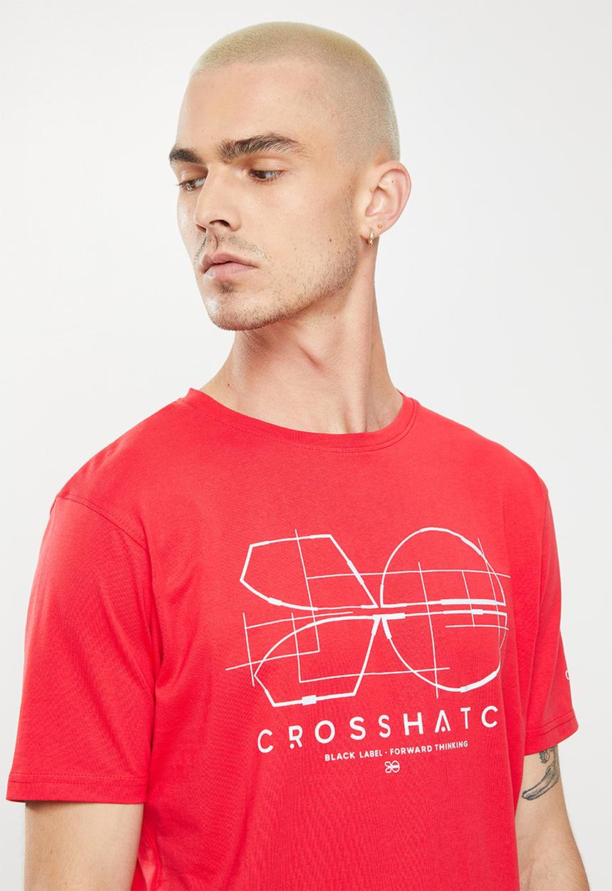 Crosshatch - Fellamere ch reflective symbol print crew tee - red