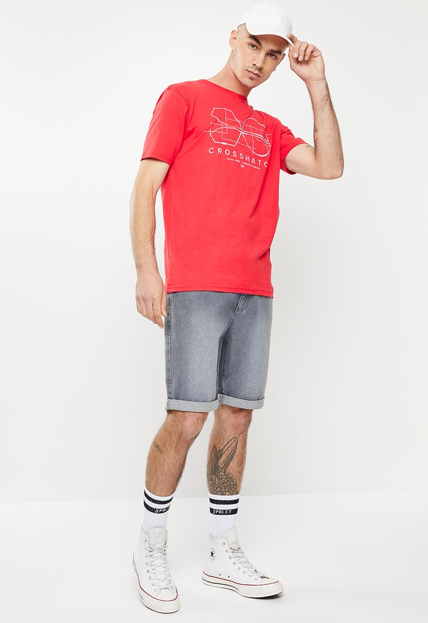 Crosshatch - Fellamere ch reflective symbol print crew tee - red
