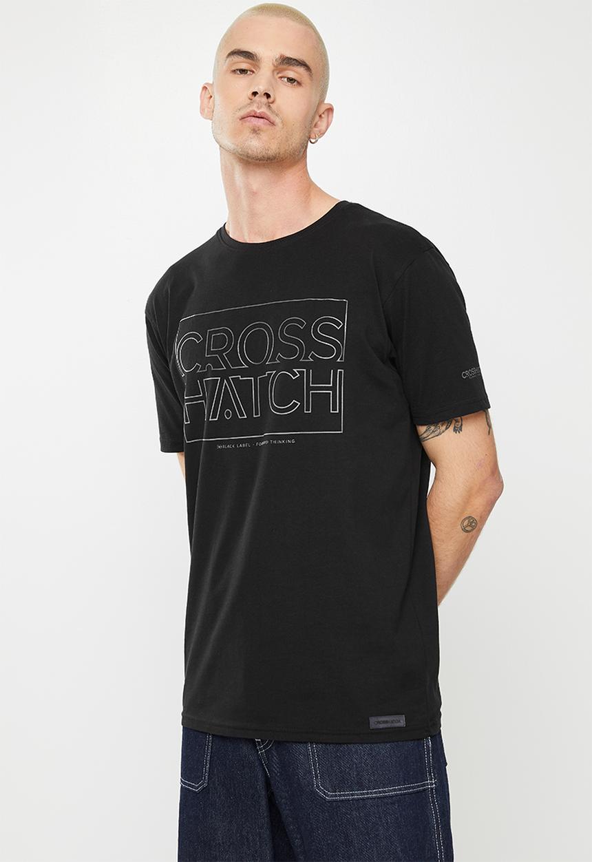 Crosshatch - Slandlike ch raised ink printed crew tee - black