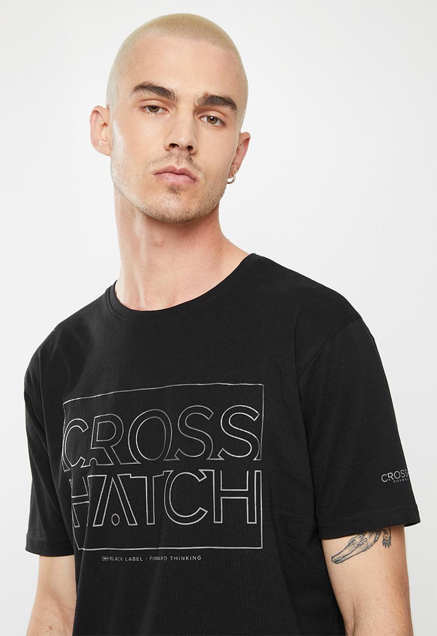 Crosshatch - Slandlike ch raised ink printed crew tee - black