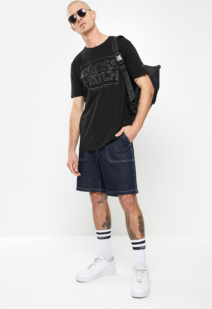 Crosshatch - Slandlike ch raised ink printed crew tee - black