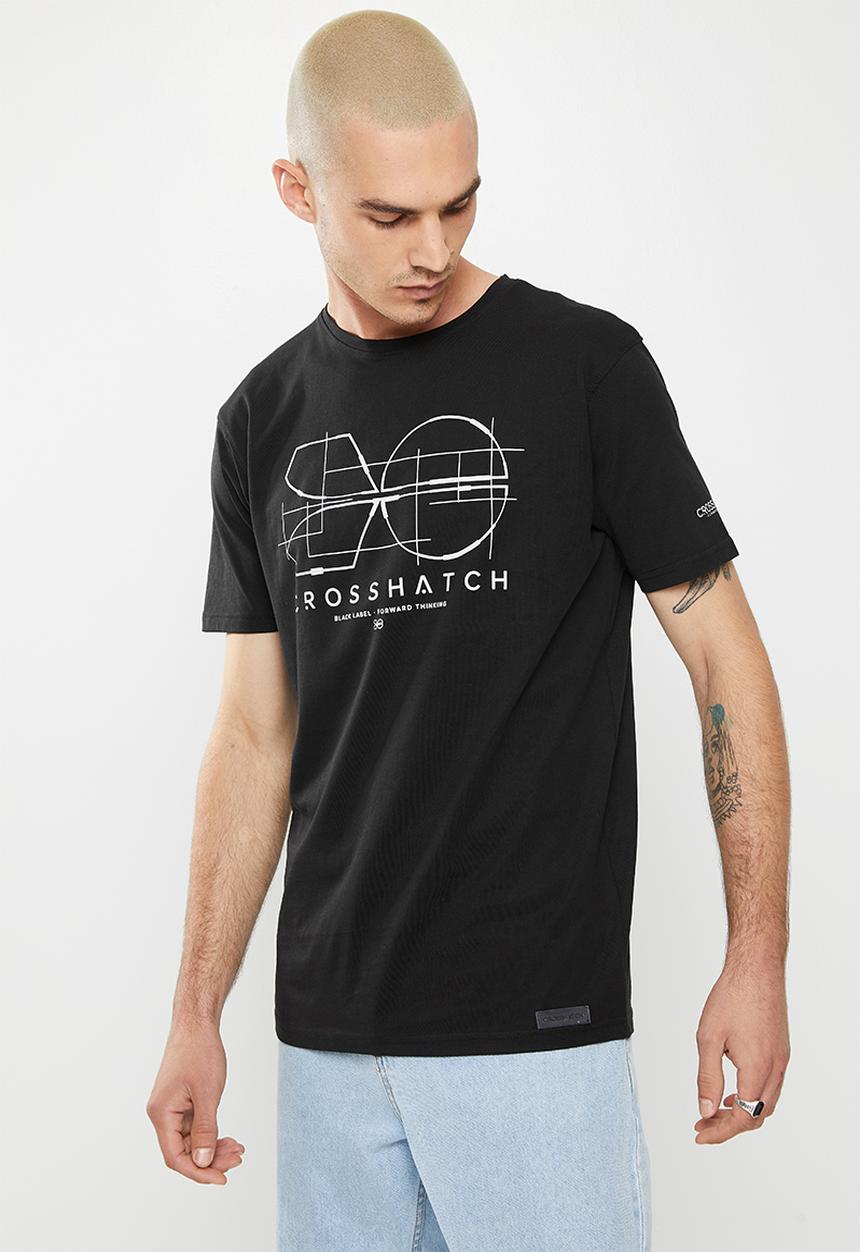 Crosshatch - Fellamere ch reflective symbol print crew tee - black