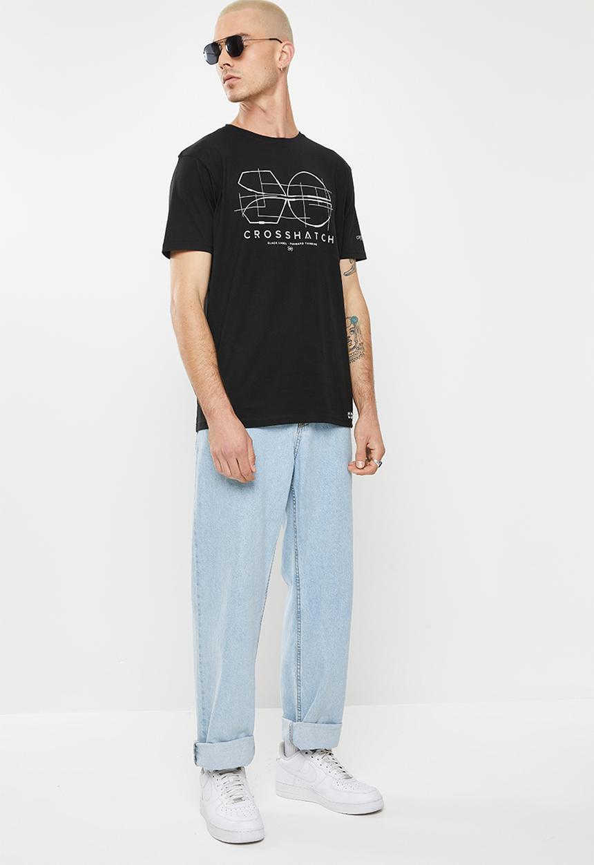 Crosshatch - Fellamere ch reflective symbol print crew tee - black