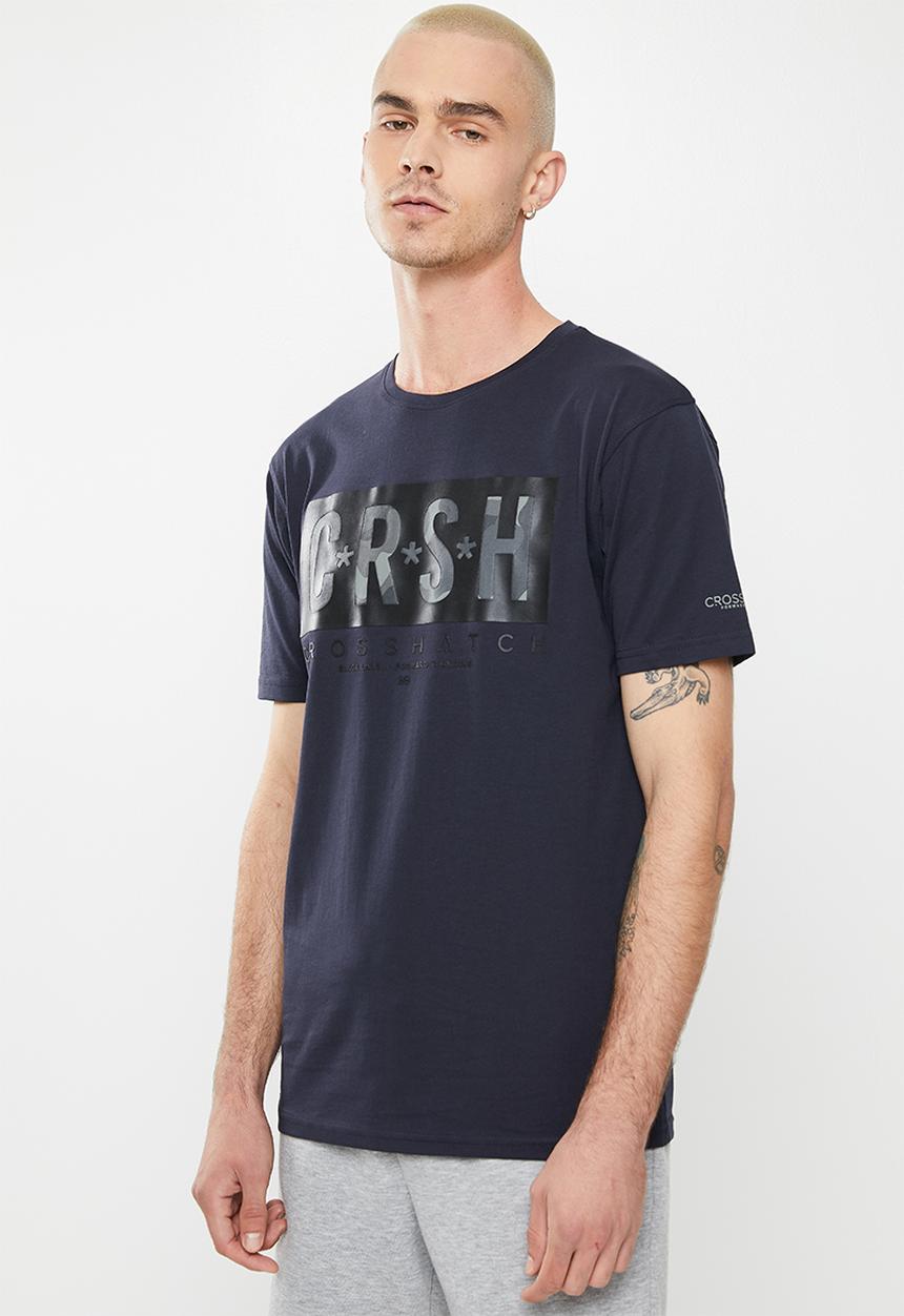 Crosshatch - Meshmore ch crsh raised rubber print tee - navy
