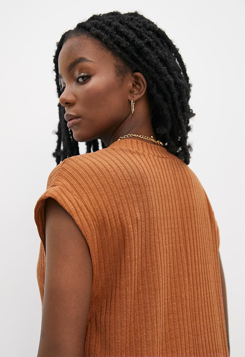 Superbalist - V-neck open back midi - carob brown