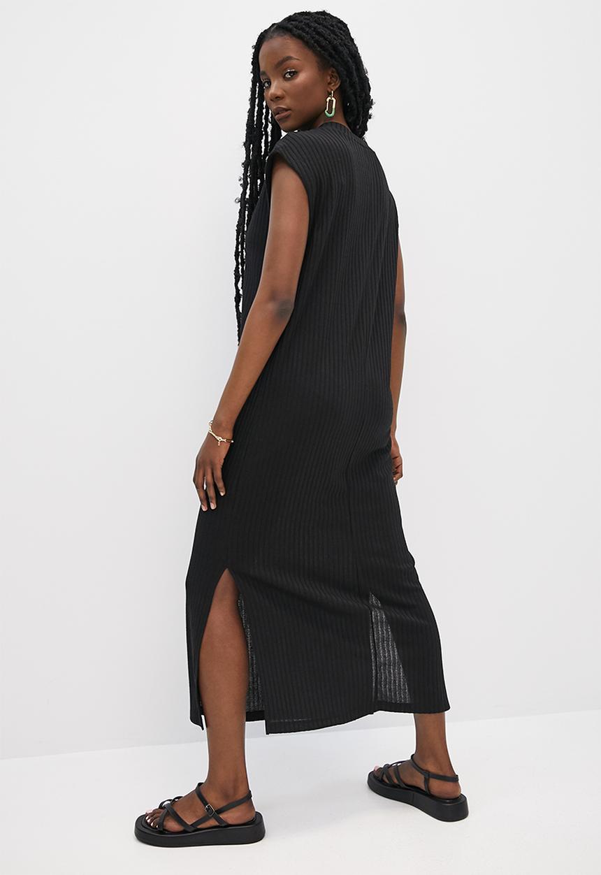 Superbalist - V-neck open back midi - black